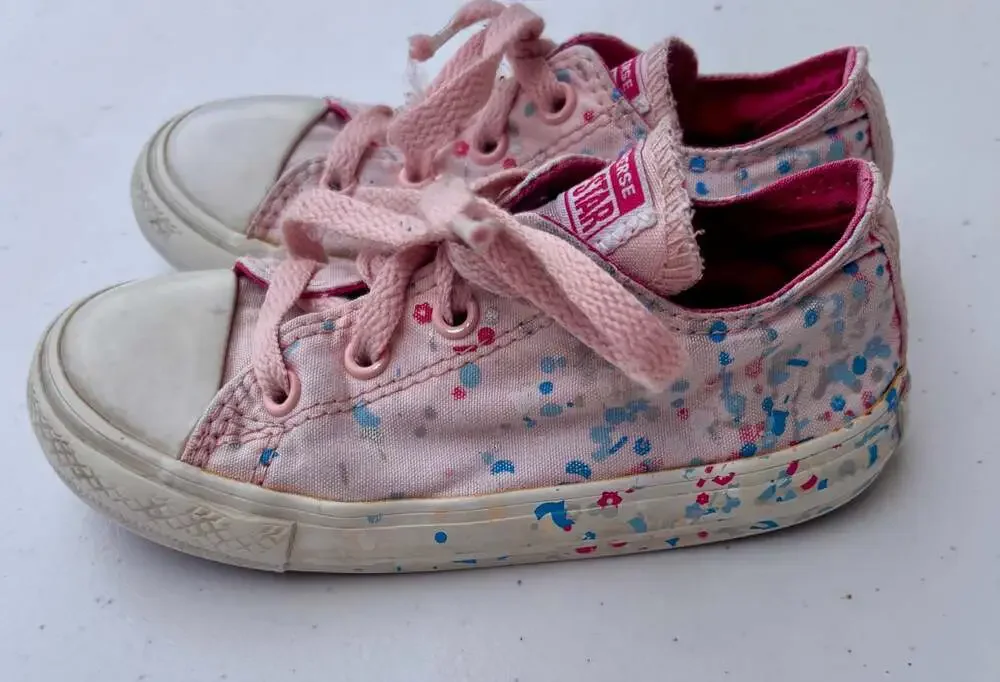 Converse‎ Chuck Taylor All Star Kids Pink Floral Polka Dot Sneakers Size 9